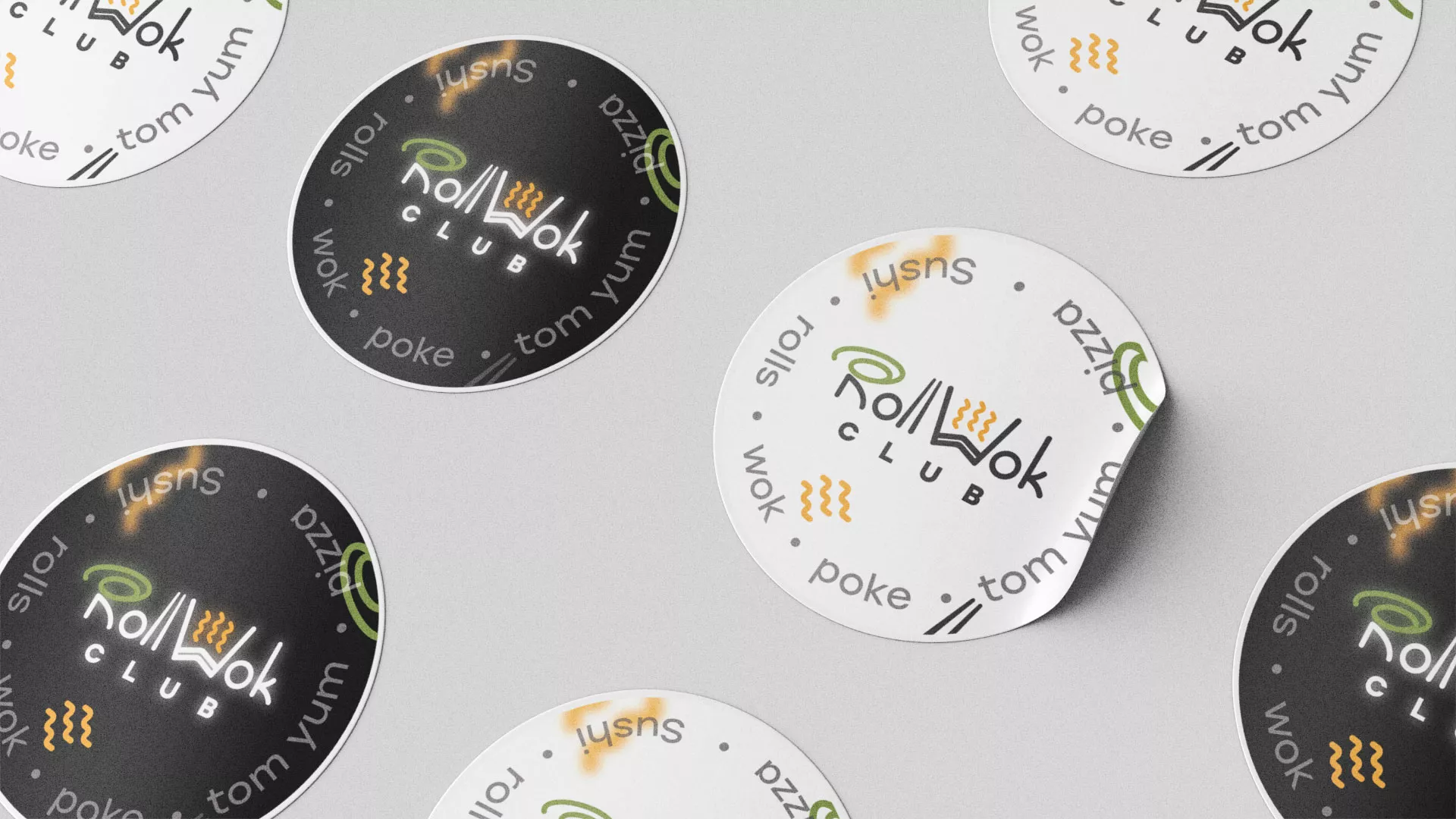 Разработка наклеек для суши-бара «Roll Wok Club» в Ядрине