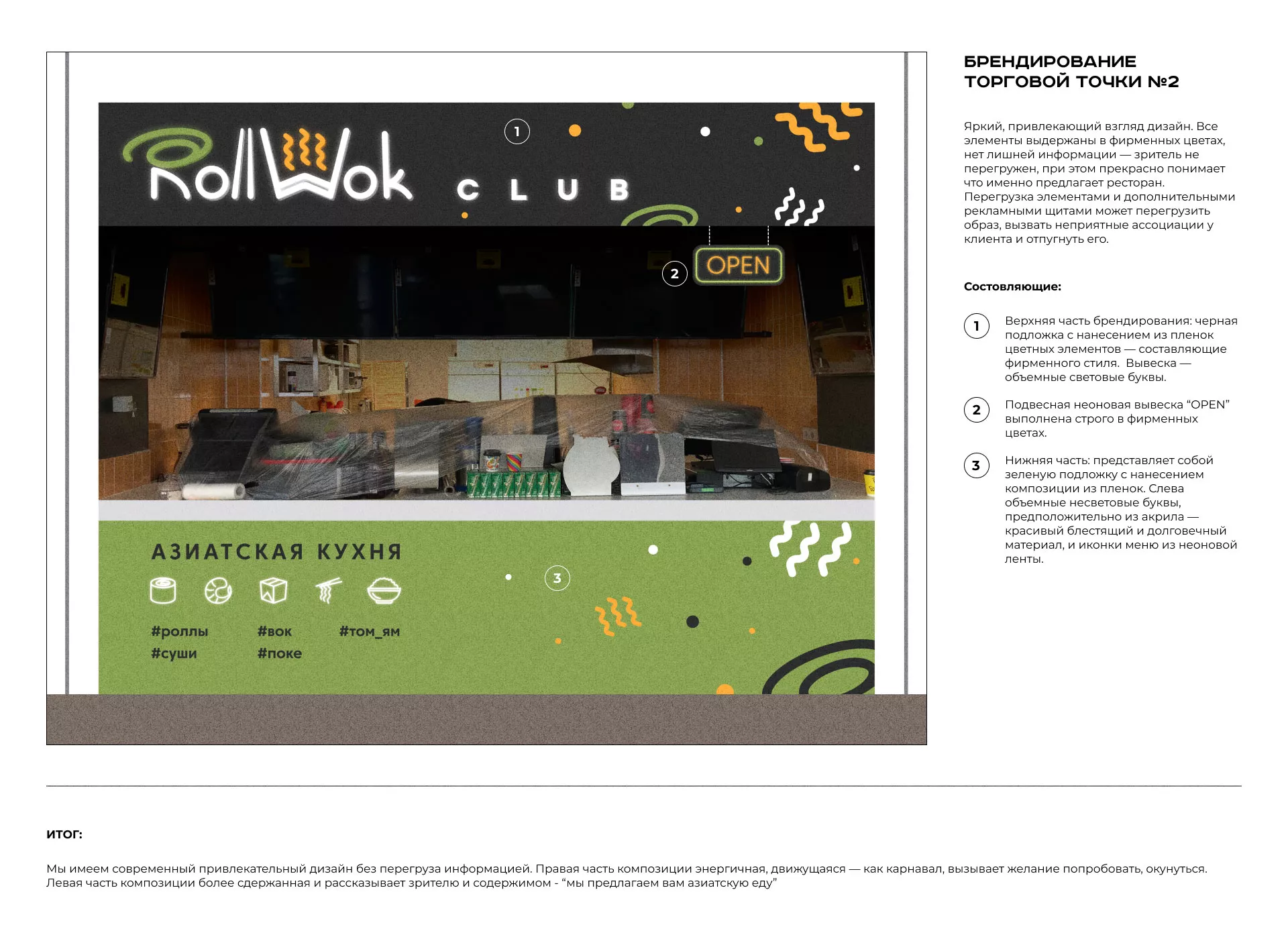 Брендирование торговых точек суши-бара «Roll Wok Club» в Ядрине